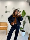 LACİVERT 0180 DENİM KADİYE YAKA CEKET 