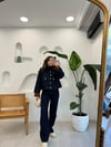 LACİVERT 0180 DENİM KADİYE YAKA CEKET 