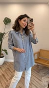 LACİVERT 0695 ÇİZGİLİ GÖMLEK 