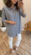 LACİVERT 0695 ÇİZGİLİ GÖMLEK 