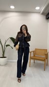 LACİVERT 0836 ÇİFT RENK DENİM TAKIM 