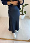 LACİVERT 1077 UZUN SATEN ETEK 