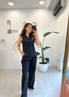 LACİVERT 1328 ÇİZGİLİ PALOZZO PANTOLON