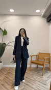 LACİVERT 1697 ÇİZGİLİ BLAZER CEKET 