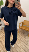 LACİVERT 2283 NAKIŞ DETAY TAKIM