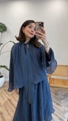 LACİVERT 2308  BLUZ ETEK TAKIM