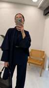 LACİVERT 2358 HAKİM YAKA BLUZ TAKIM 