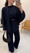 LACİVERT 2358 HAKİM YAKA BLUZ TAKIM 