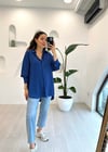 LACİVERT 27268 ÇİZGİLİ BASİC GÖMLEK