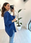 LACİVERT 27268 ÇİZGİLİ BASİC GÖMLEK