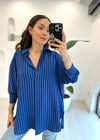 LACİVERT 27268 ÇİZGİLİ BASİC GÖMLEK