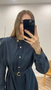 LACİVERT 2962 DÜĞME DETAY ELBİSE 