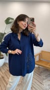 LACİVERT 2964 NAKIŞ DETAY GÖMLEK 