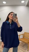 LACİVERT 3133 KOT GARNİLİ SWEAT
