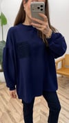LACİVERT 3189 ÖRME DETAY SWEATSHİRT