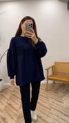 LACİVERT 3189 ÖRME DETAY SWEATSHİRT