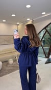 LACİVERT 3198 BÜZGÜ DETAY KAPÜŞONLU TAKIM 