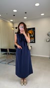 LACİVERT 3213 BAĞLAMALI ELBİSE 