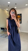 LACİVERT 3213 BAĞLAMALI ELBİSE 