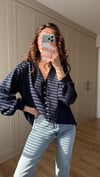 LACİVERT 3283 BÜZGÜ DETAY GÖMLEK 