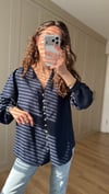 LACİVERT 3283 BÜZGÜ DETAY GÖMLEK 
