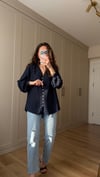 LACİVERT 3283 BÜZGÜ DETAY GÖMLEK 