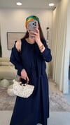LACİVERT 3361 İŞLEMELİ ELBİSE TAKIM