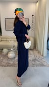 LACİVERT 3361 İŞLEMELİ ELBİSE TAKIM