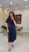LACİVERT 3414 KETEN ELBİSE