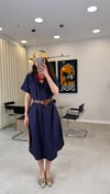 LACİVERT 3414 KETEN ELBİSE