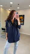 LACİVERT 3460 NAKIŞ DETAY GÖMLEK