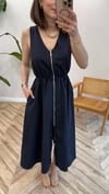 LACİVERT 36058 ÖNÜ FERMUARLI ELBİSE 