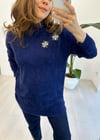 LACİVERT 4224 TAŞ İŞLEMELİ ANGORA KAZAK