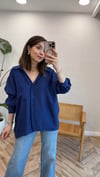 LACİVERT 4612 OMZU DÜŞÜK OVERSİZE GÖMLEK