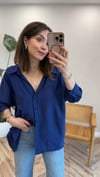 LACİVERT 4612 OMZU DÜŞÜK OVERSİZE GÖMLEK