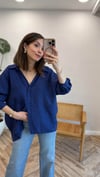LACİVERT 4612 OMZU DÜŞÜK OVERSİZE GÖMLEK