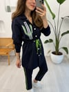 LACİVERT 4664 NAKIŞLI ÇİZGİLİ TAKIM 