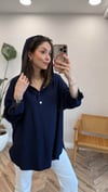 LACİVERT 4808 KAPÜŞONLU TUNİK 