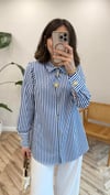 LACİVERT 4811 CİZGİLİ GÖMLEK