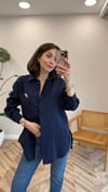 LACİVERT 4825 BROŞLU TENSEL GÖMLEK 