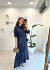 LACİVERT 4943 BÜZME DETAY İPEK CUPRA TAKIM 
