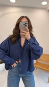 LACİVERT 4997 OVERSİZE GÖMLEK  