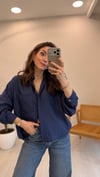 LACİVERT 4997 OVERSİZE GÖMLEK  
