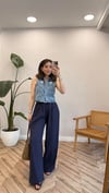 LACİVERT 51017 KETEN PANTOLON 