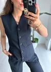 LACİVERT 5315 ÇİZGİLİ MASKÜLEN YELEK