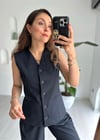 LACİVERT 5315 ÇİZGİLİ MASKÜLEN YELEK