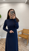 LACİVERT 5357 BALIKÇI YAKA ELBİSE 