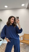 LACİVERT 5386 TAŞ DETAY SWEAT