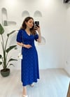 LACİVERT 5642 ÇİÇEK DESEN ELBİSE