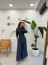 LACİVERT 5714 BAĞLAMALI TENCEL ELBİSE